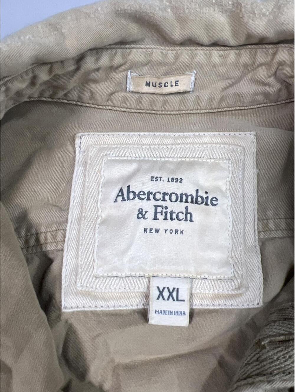 Vintage Abercrombie & Fitch Men's Muscle Fit Shirt XXL Tan - Picture 3 of 5